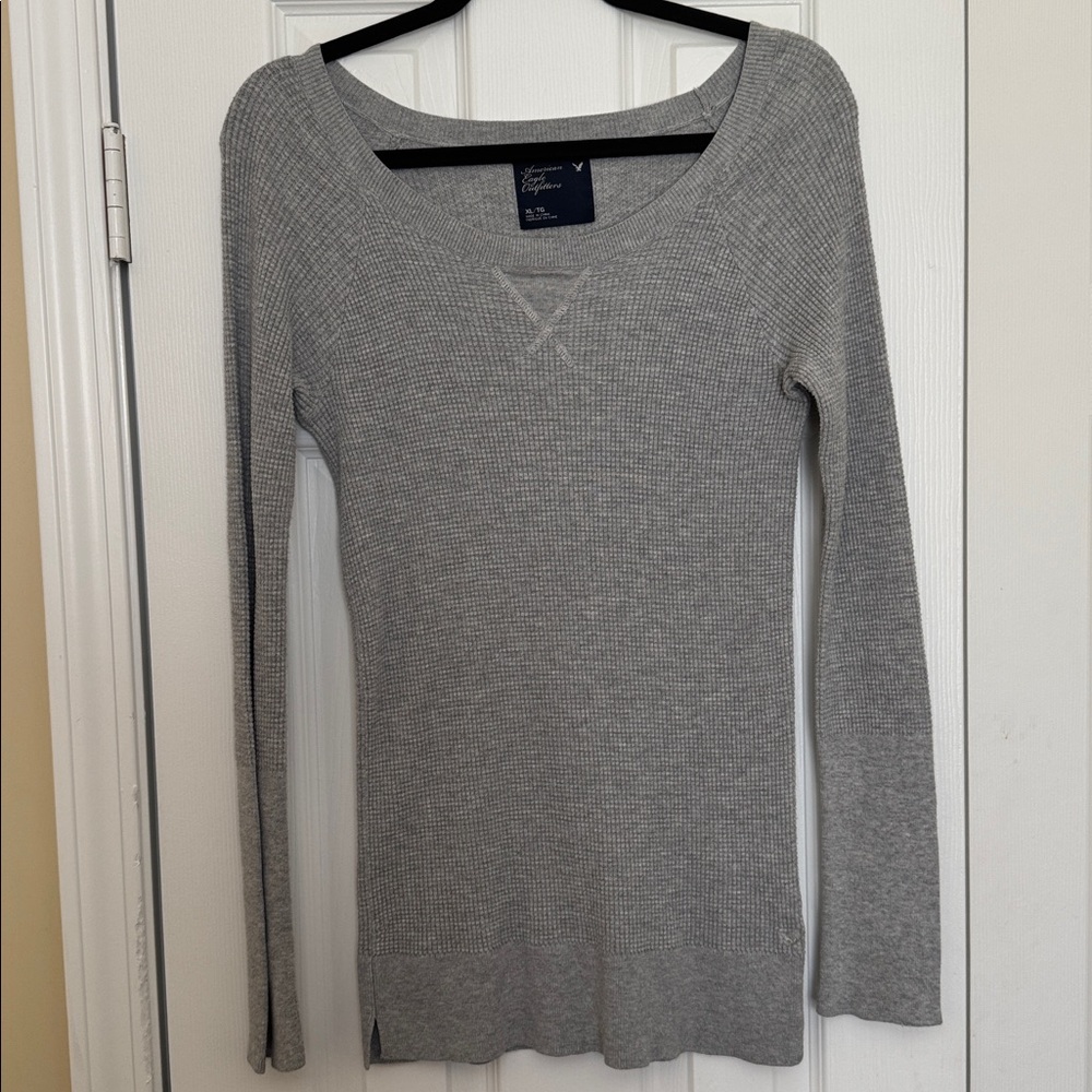 American Eagle Outfitters Heather Gray Knit Top